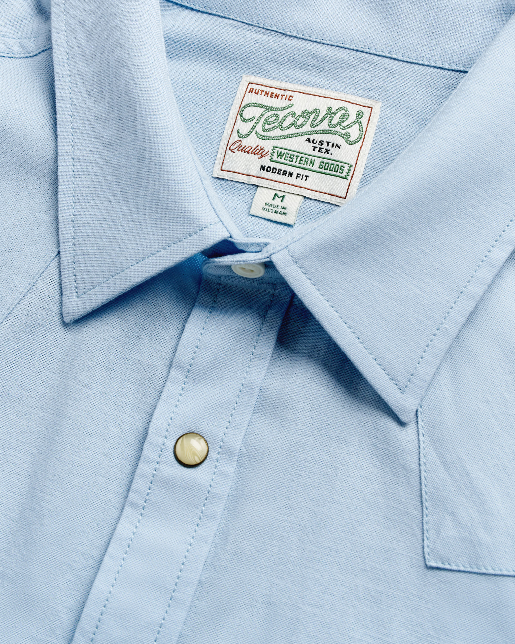Men's Sawtooth Oxford Pearl Snap - Light Blue Cotton