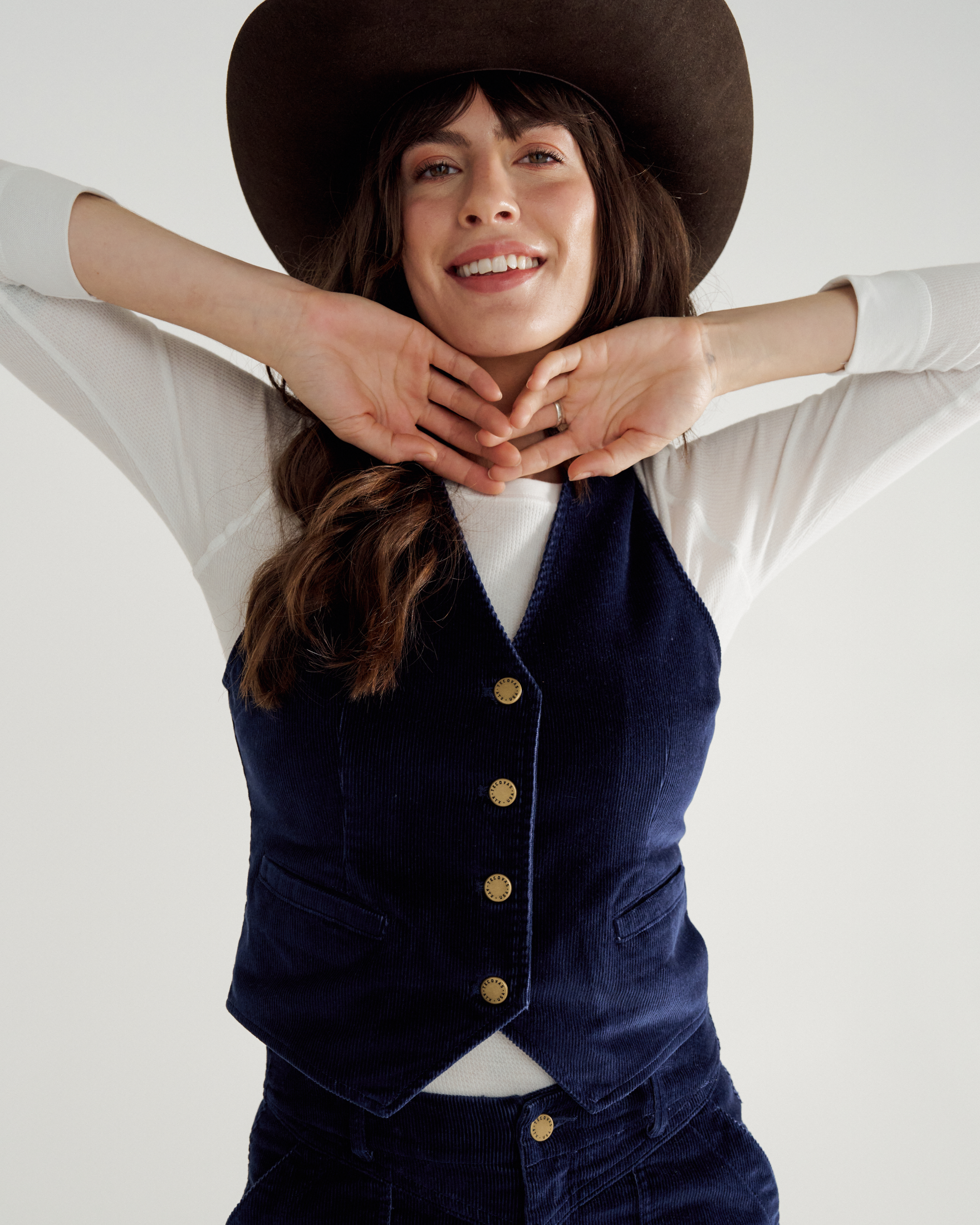 Women's Corduroy Vest - Navy Corduroy