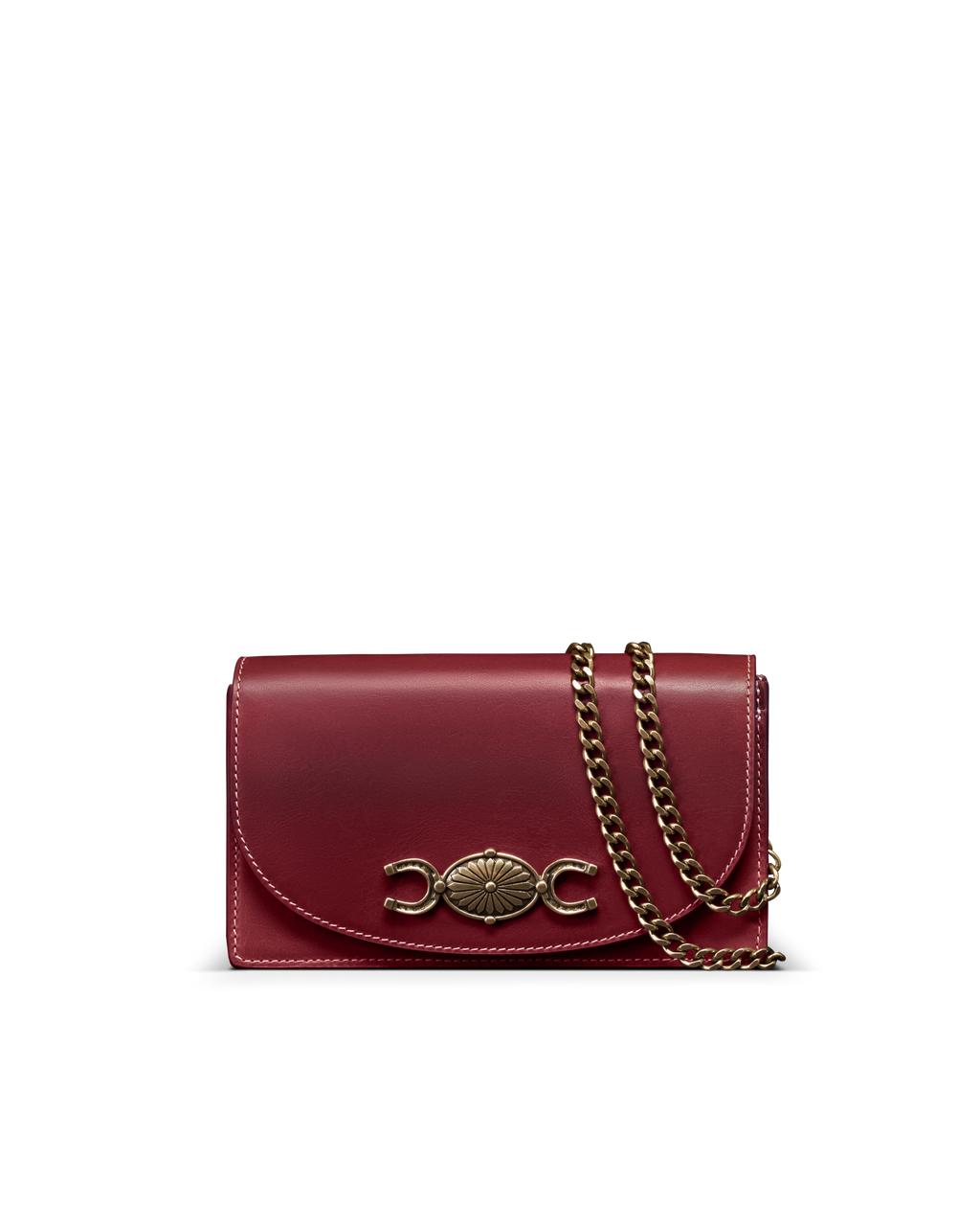 Concho Chain Crossbody - Cabernet Cowhide