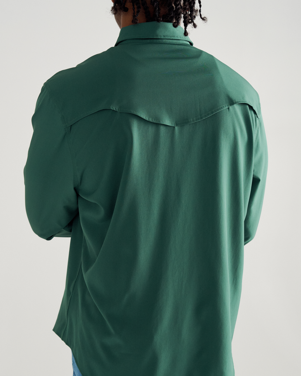 Men's Performance Long Sleeve Western Pearl Snap - Classic Fit - Hunter Green Performance