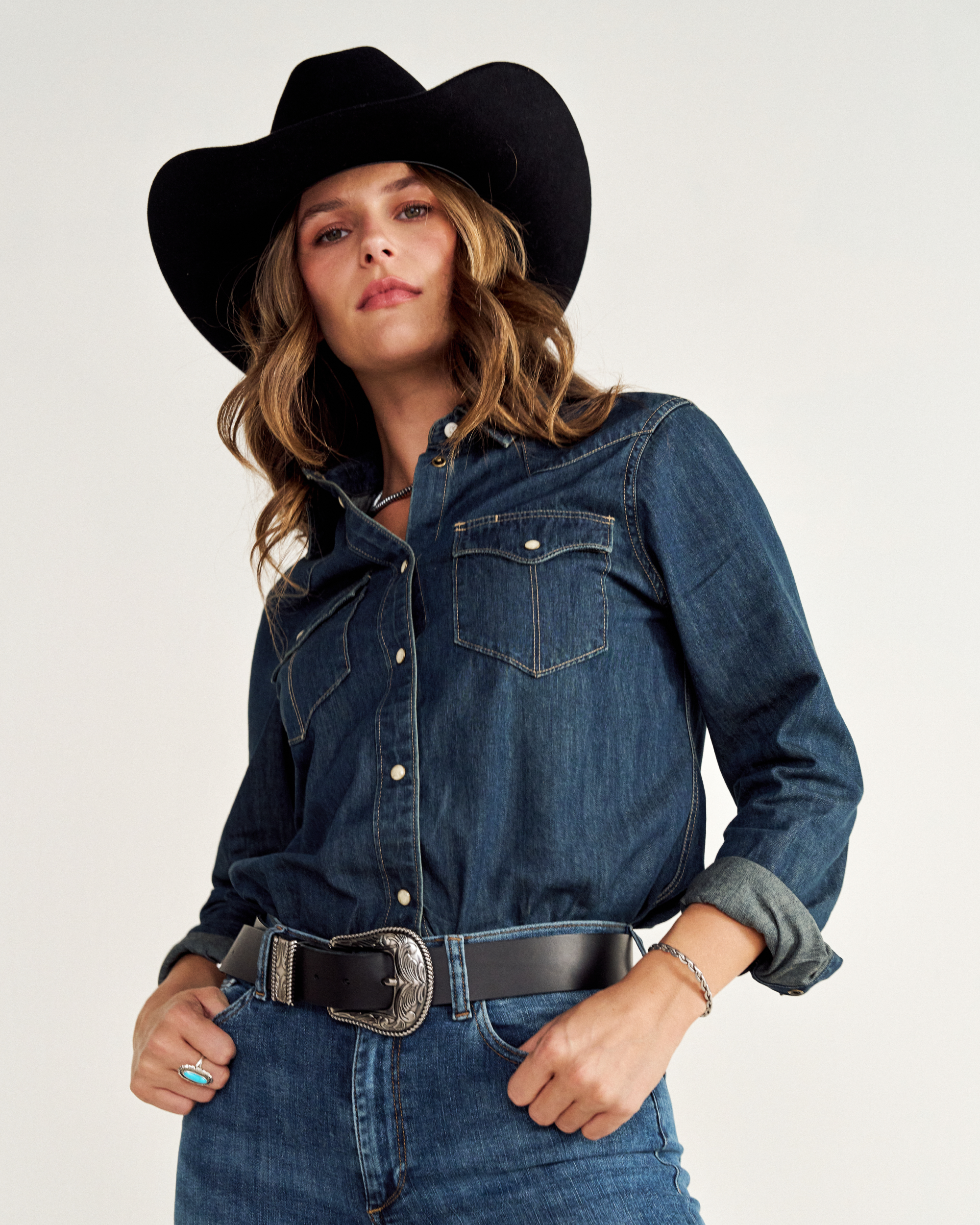 Women's Western 3 Piece Belt - Black Cowhide