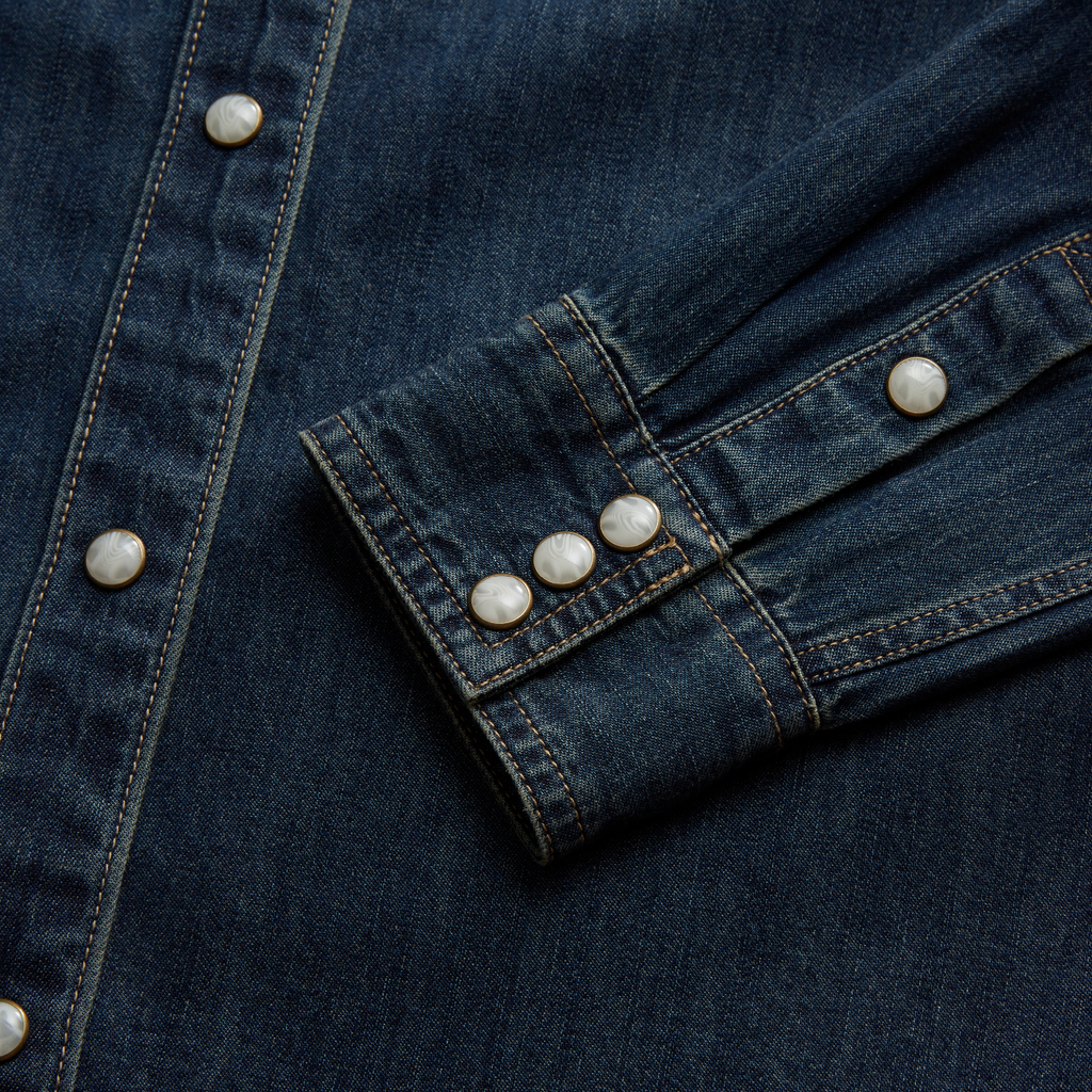 Women's Denim Pearl Snap - Medium Wash Denim
