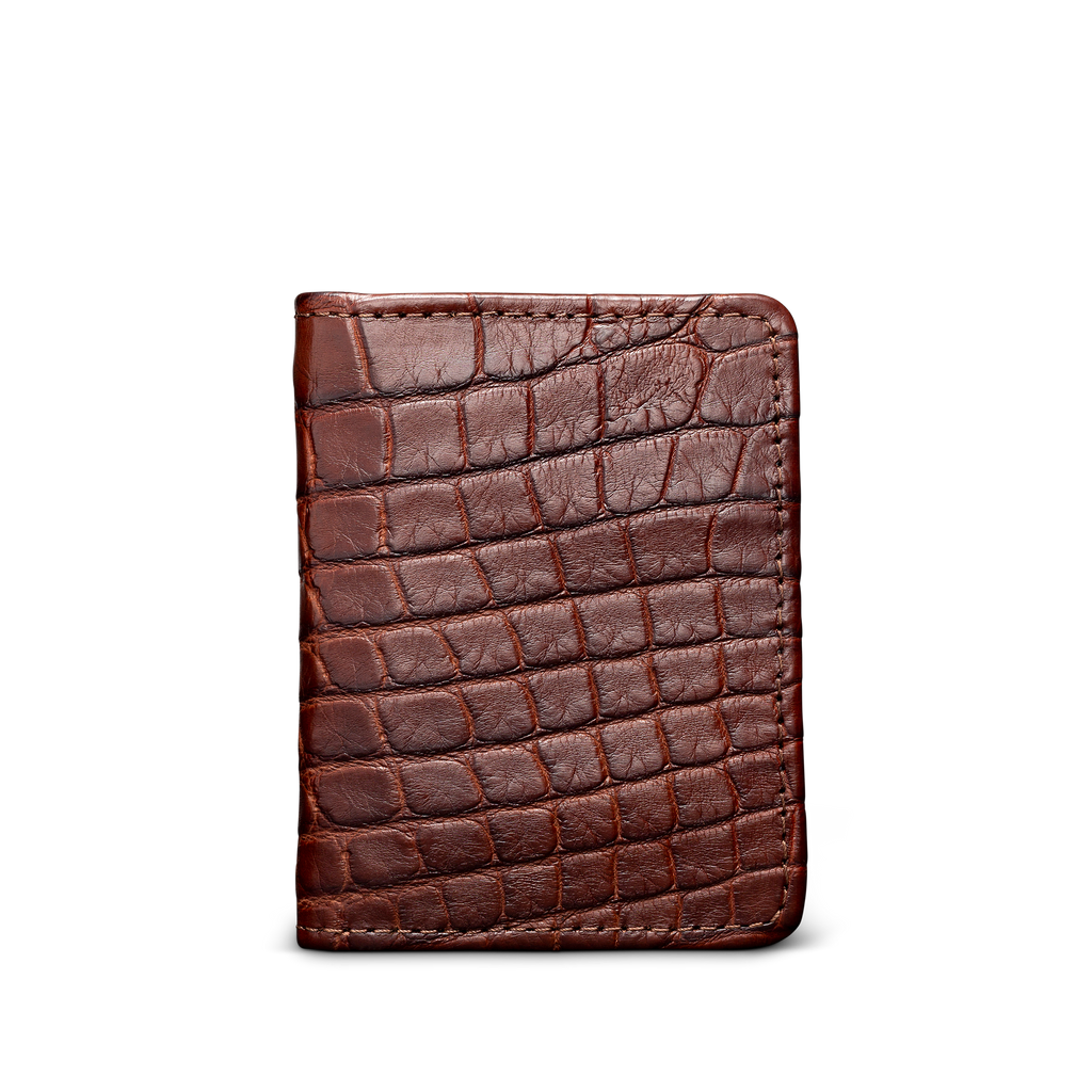Alligator Bifold Card Case - Walnut Alligator