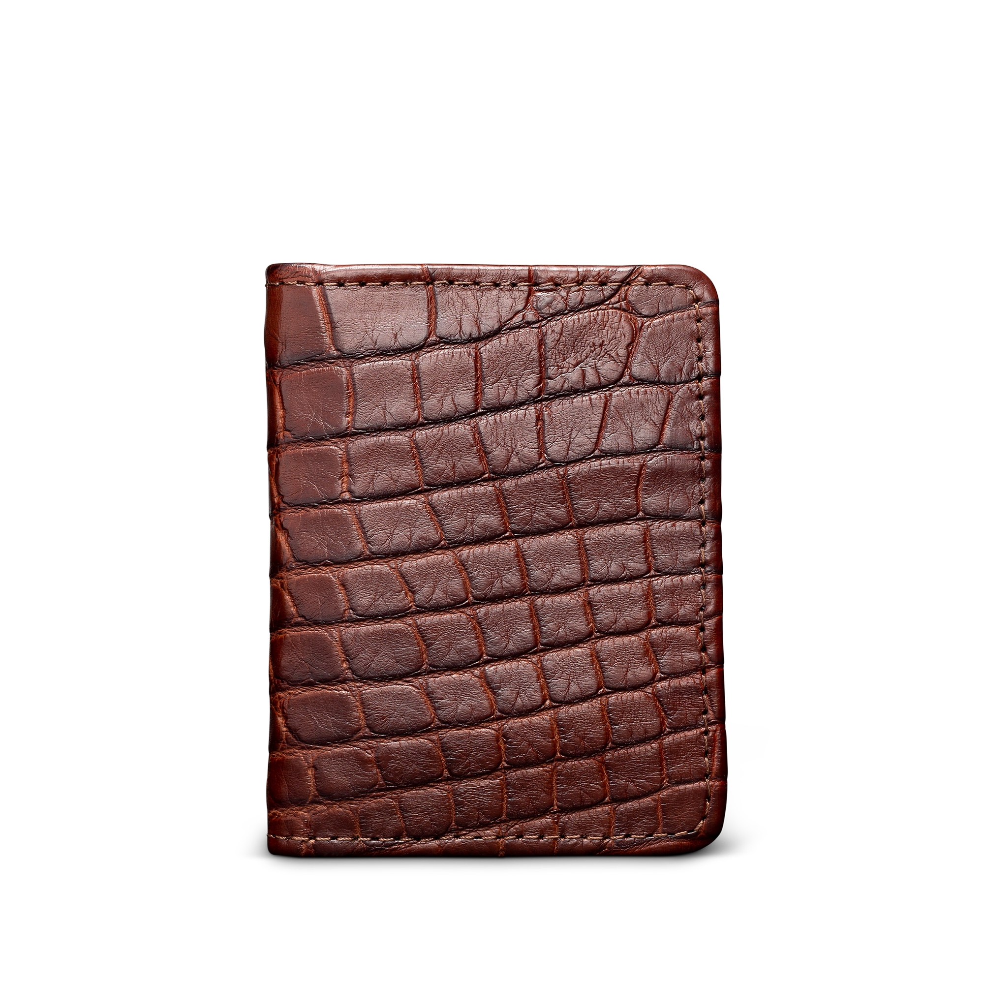 Alligator Bifold Card Case - Walnut Alligator