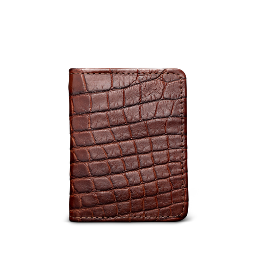 Alligator Bifold Card Case - Walnut Alligator