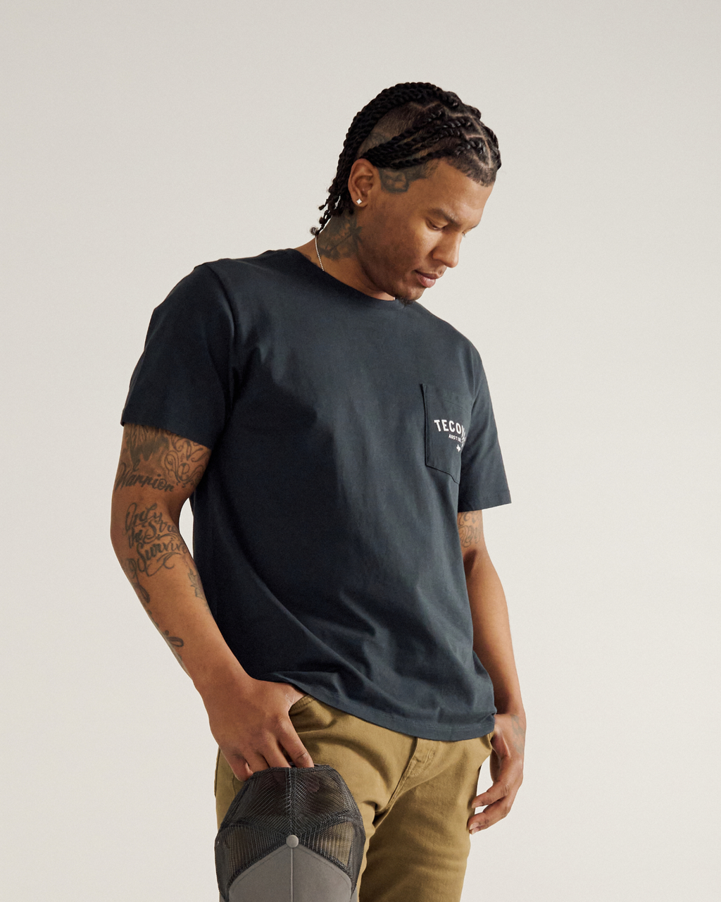 Men's Fine Makers Pocket Tee - Black Bone Supima Cotton