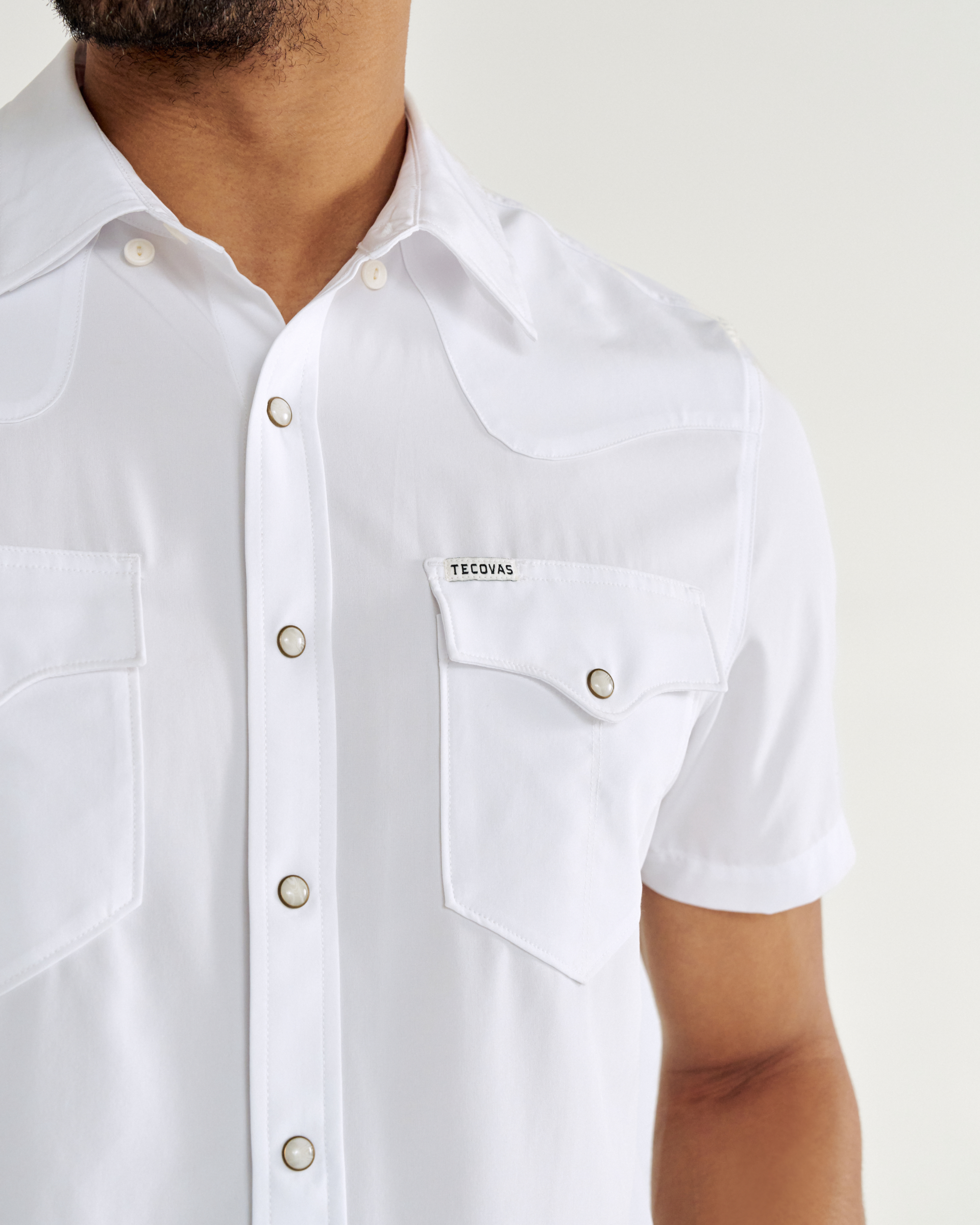 Men's Performance Short Sleeve Western Pearl Snap - White Performance