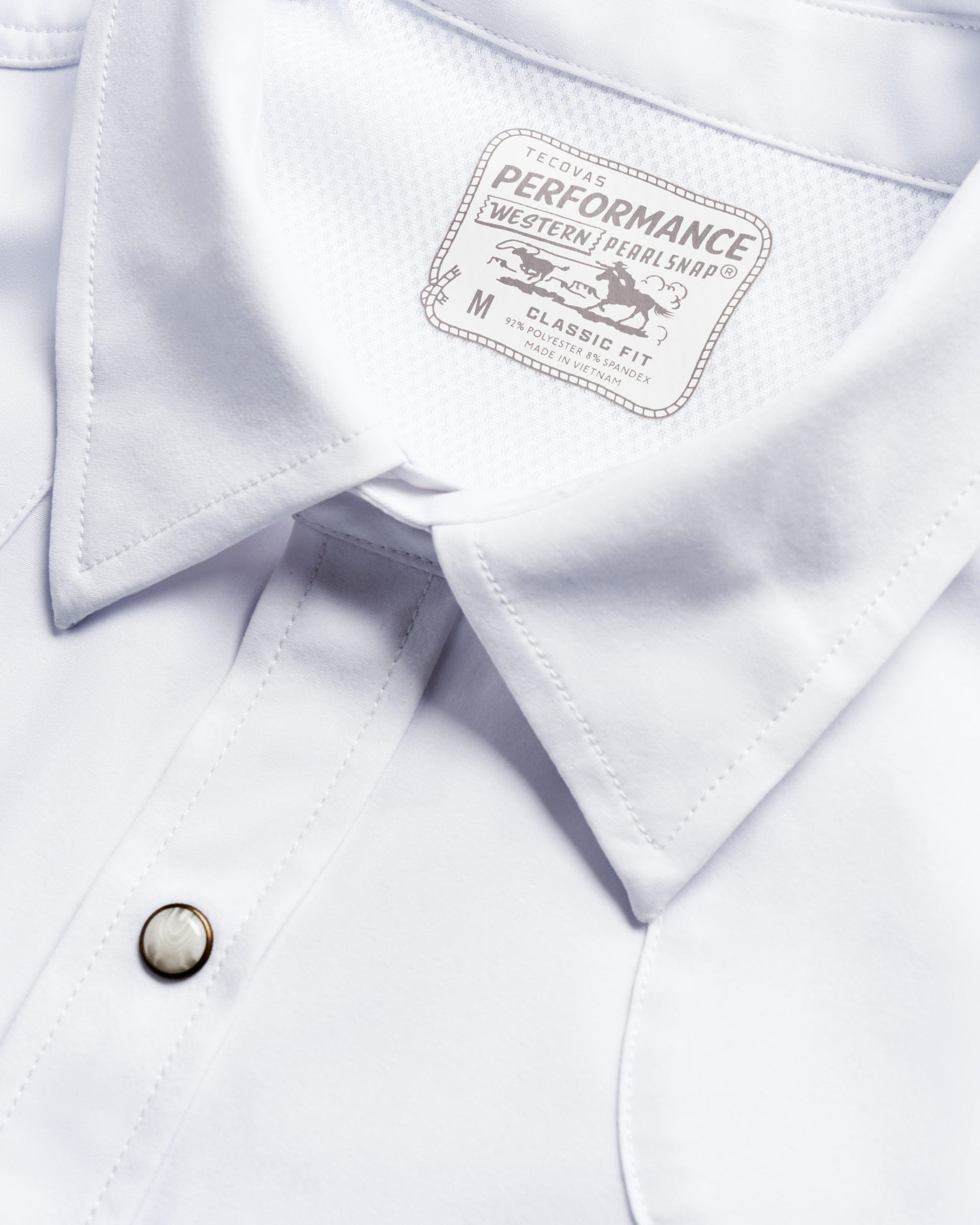 Men's Performance Short Sleeve Western Pearl Snap - Classic Fit - White Performance