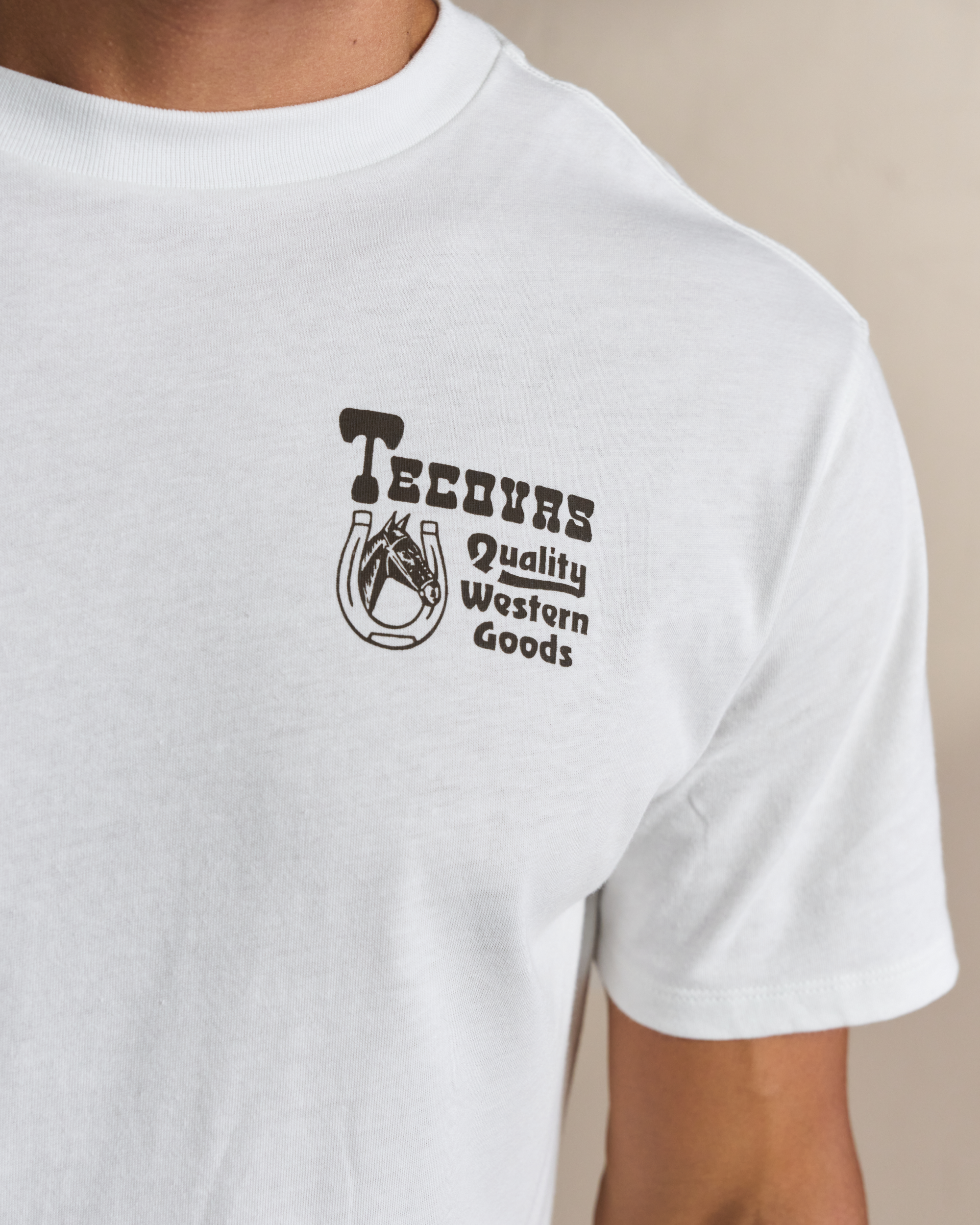 Men's Western Lucky Horses Tee - Brown Bone Pima Cotton