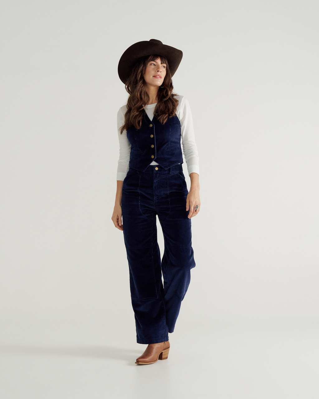Women's Corduroy Vest - Navy Corduroy