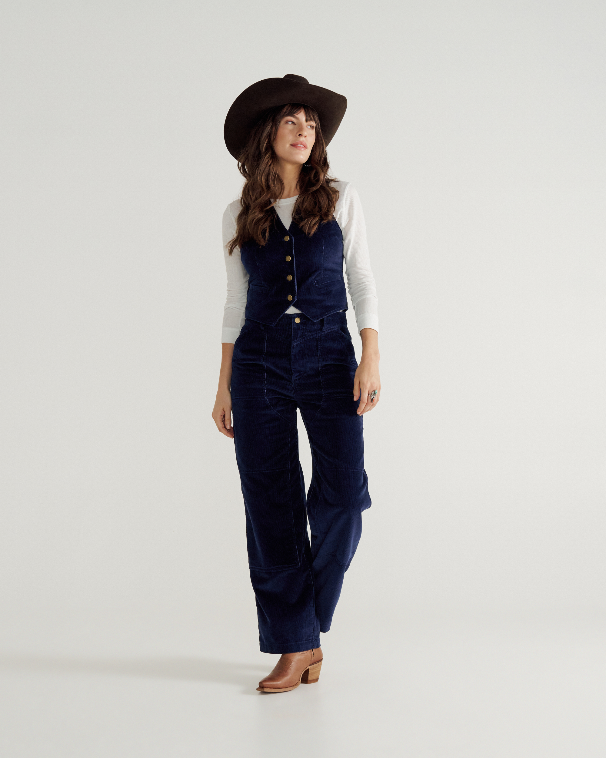Women's Corduroy Vest - Navy Corduroy