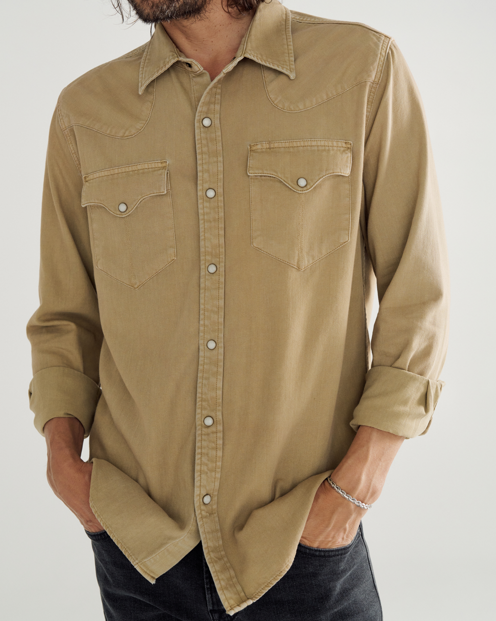 Men's Denim Long Sleeve Pearl Snap - Coriander Denim