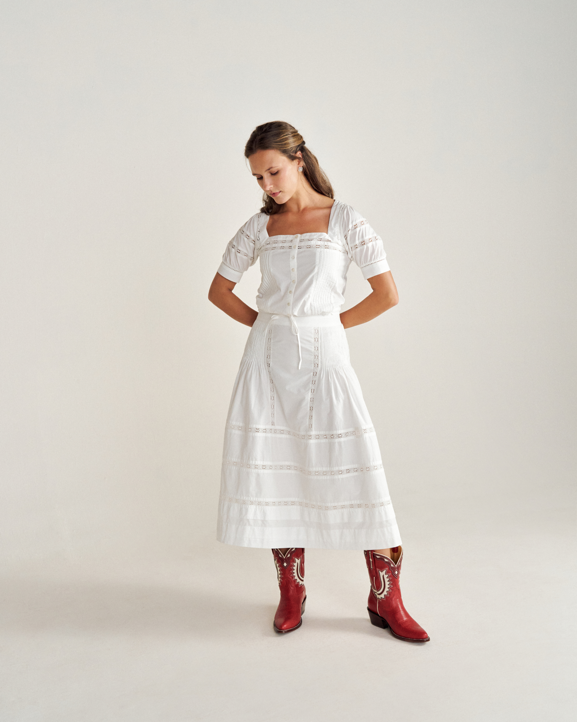 Women's Cotton Poplin Top - White Cotton