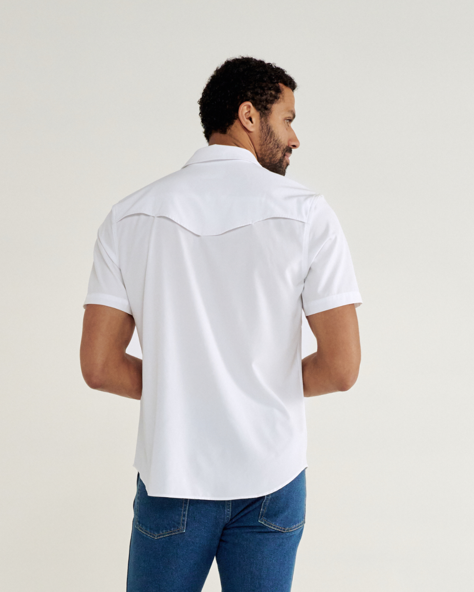 Men's Performance Short Sleeve Western Pearl Snap - White Performance