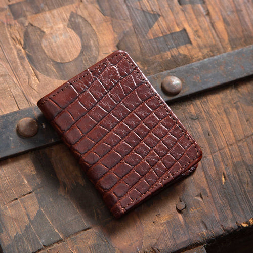 Alligator Bifold Card Case - Walnut Alligator