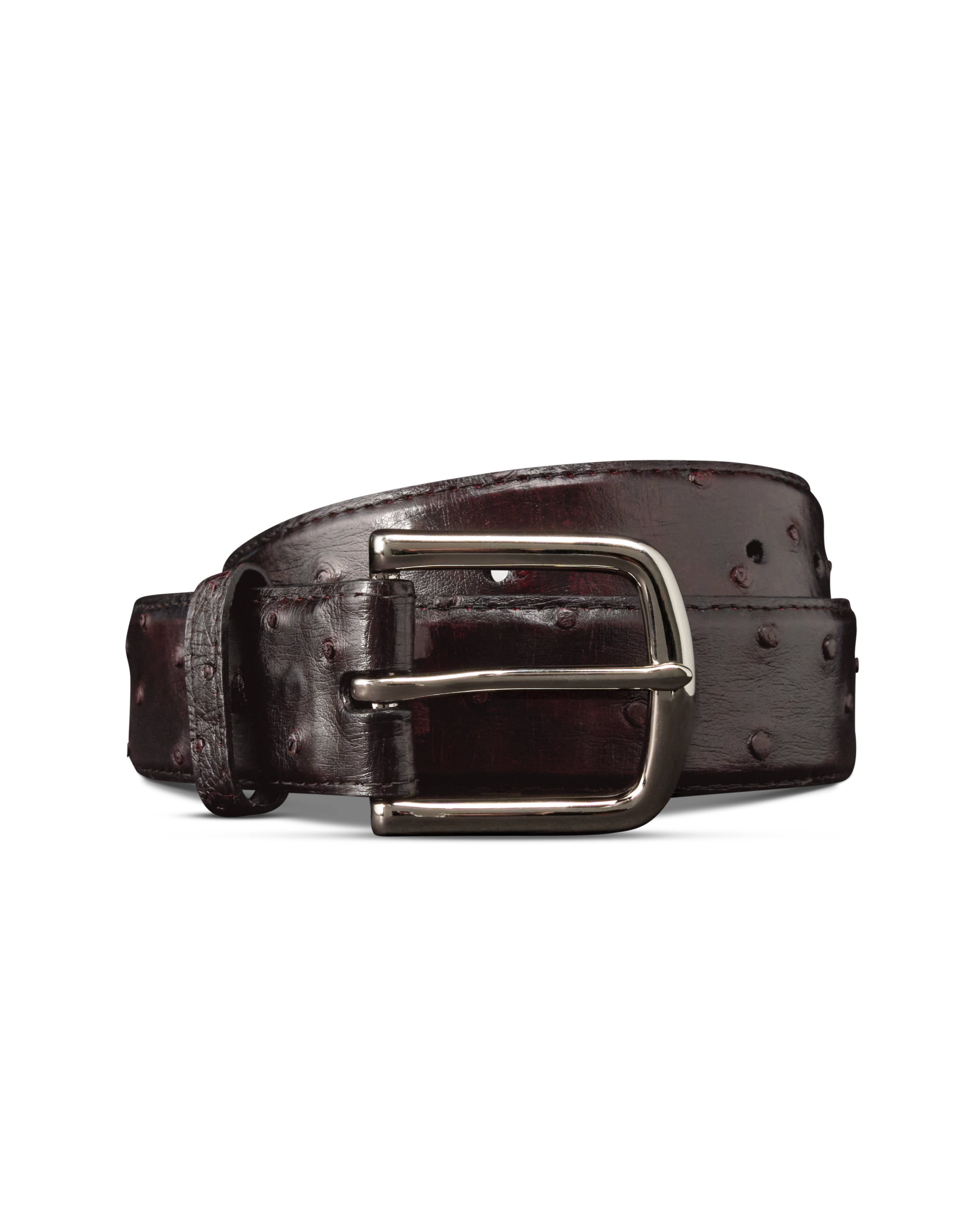 Men's Ostrich Belt - Black Cherry Ostrich