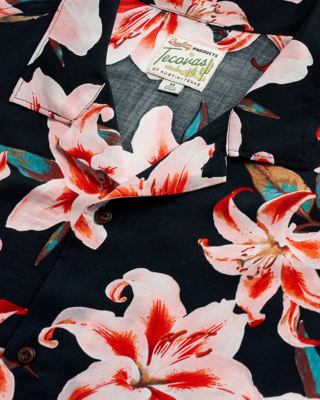 Men's Lakeside Short Sleeve Button Down - Black Multi Rayon Voile