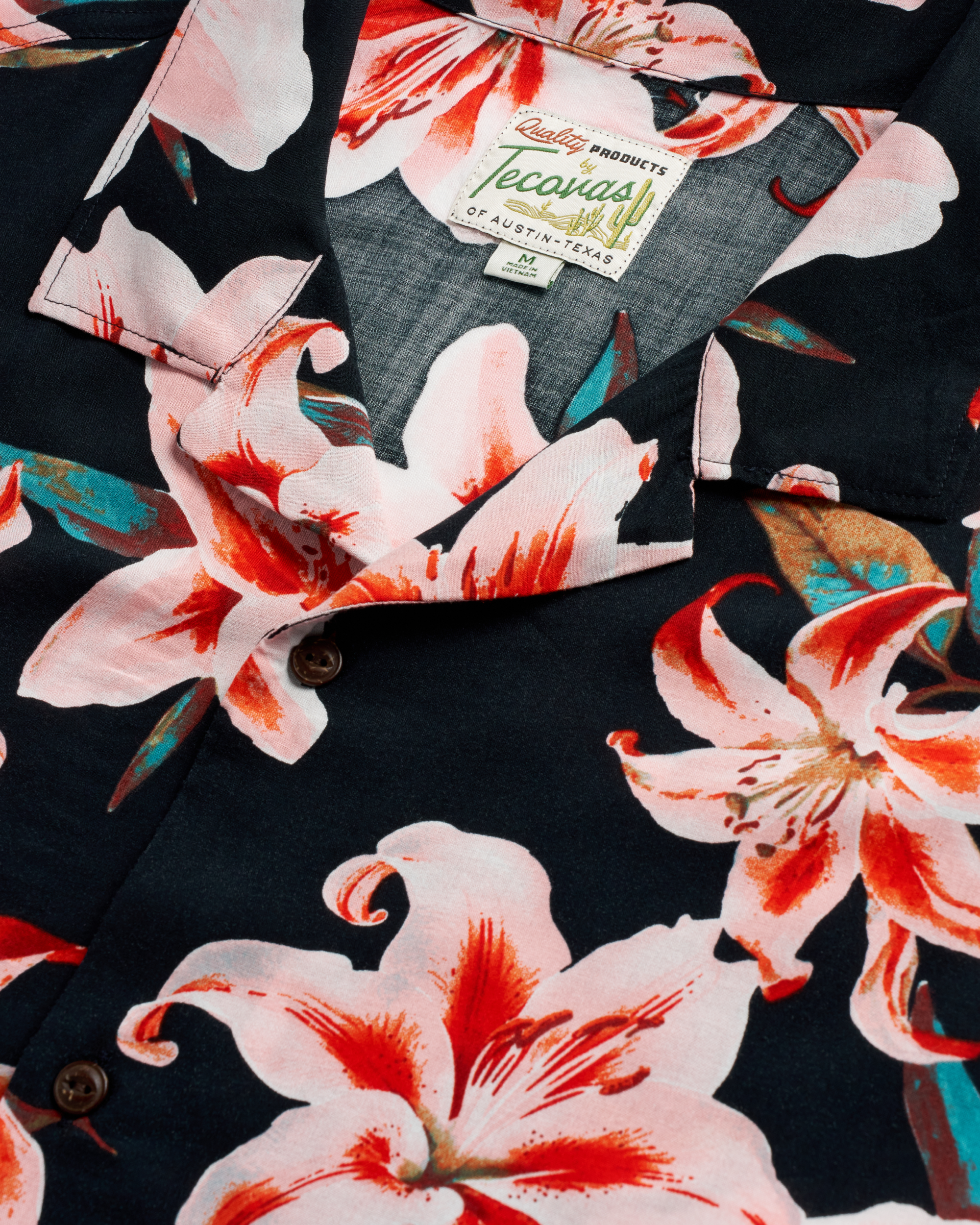 Men's Lakeside Short Sleeve Button Down - Black Multi Rayon Voile