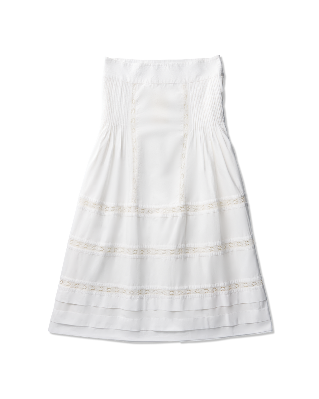 Women's Cotton Poplin Midi Skirt - White Cotton