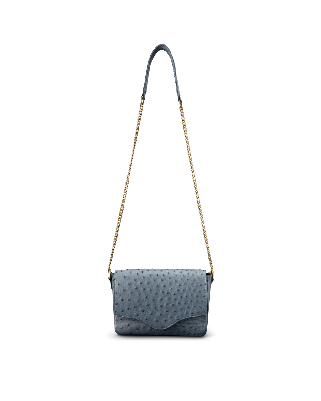 Ostrich Shoulder Bag - Blue Ostrich