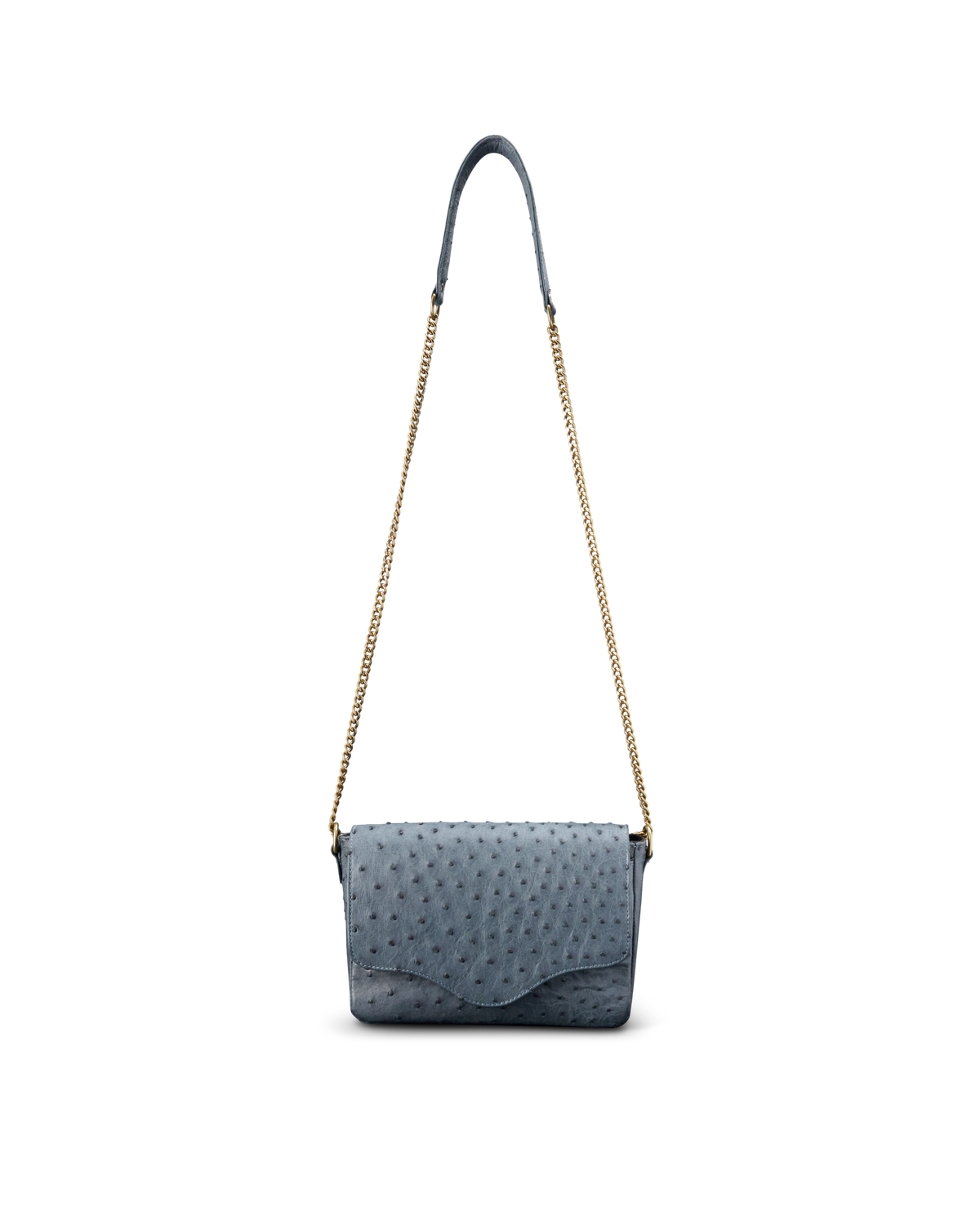 Ostrich Shoulder Bag - Blue Ostrich