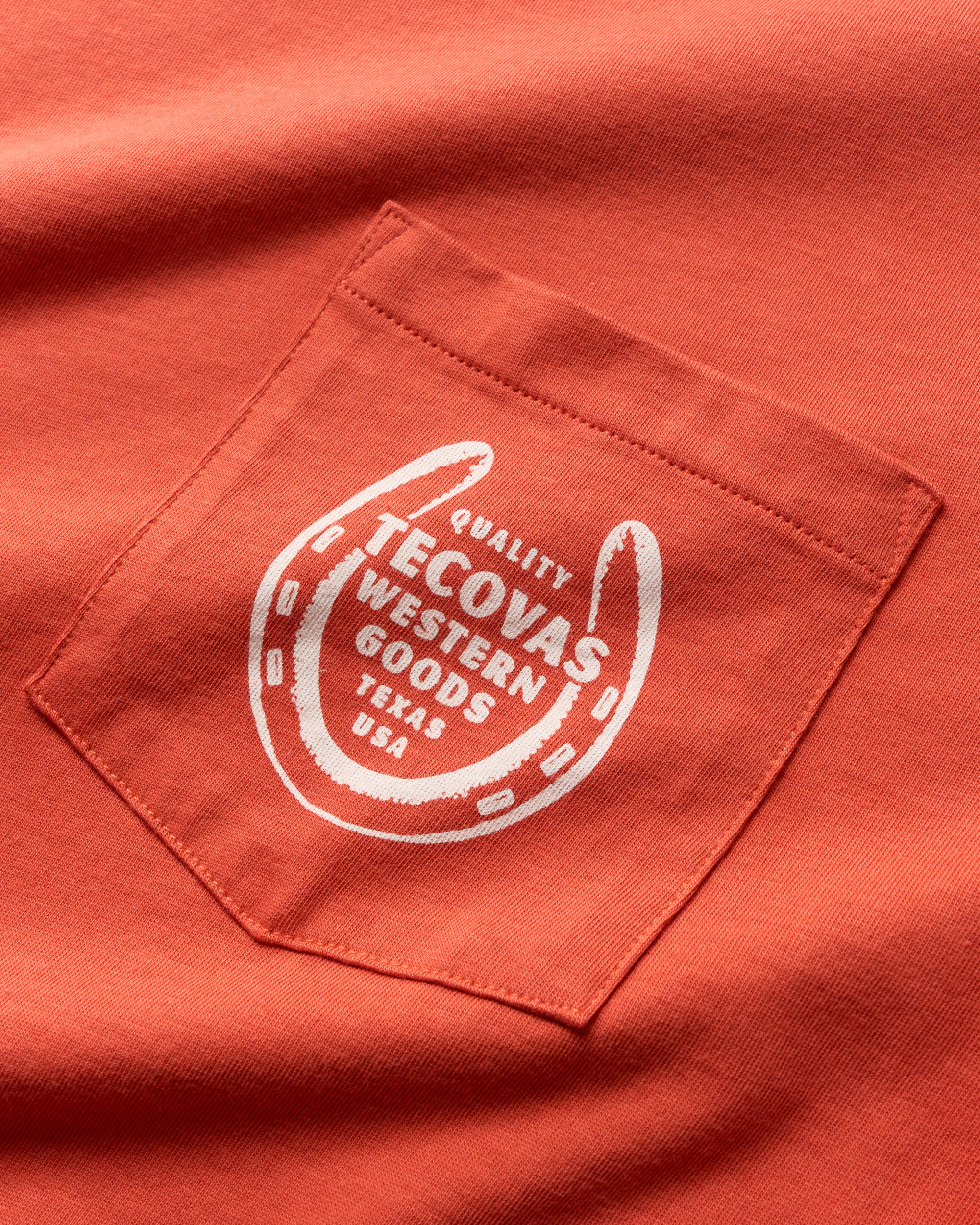Men's Horseshoe Pocket Tee - Orange Bone Pima Cotton