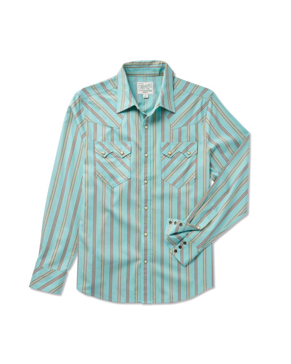 Men's Vintage Weight Sawtooth Cotton Pearl Snap - Blue Stripe Cotton