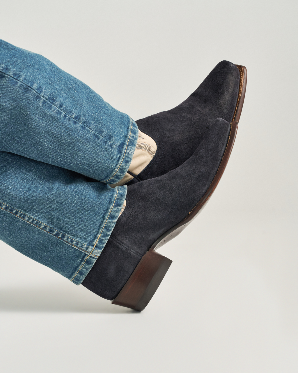 The Warren - Navy White Suede
